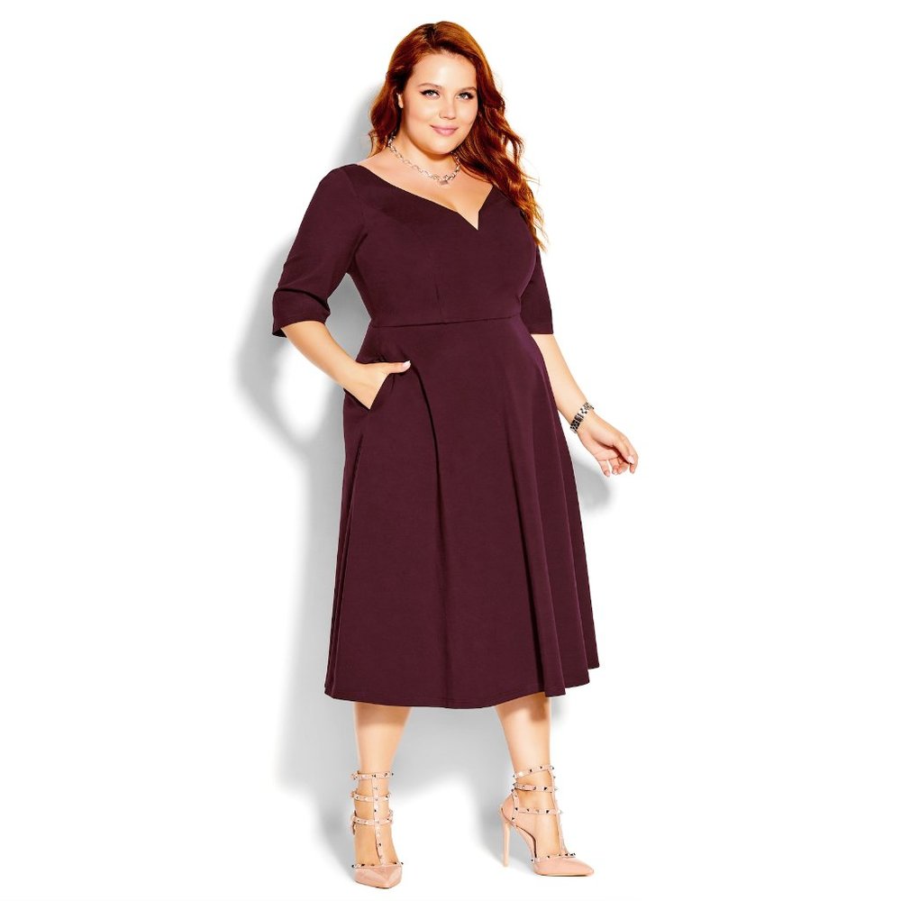 NWT City Chic Dress Cute Girl E/S OX Blood XL = 22 = 3X